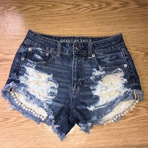 AEO Hi-Rise Festival Crochet Pocket Shorts